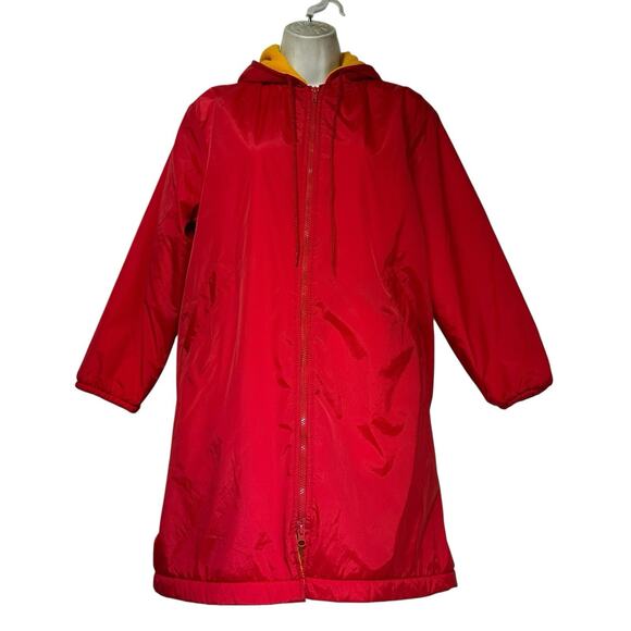Paradowski Swim & Sport Youth XL Red Yellow Hooded Nylon Fleece Lined Jacket - Picture 1 of 8